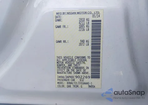 2014 Nissan Altima 2.5/S/Sv/Sl z USA, uszkodzony, nr VIN 1N4AL3APXEC902269